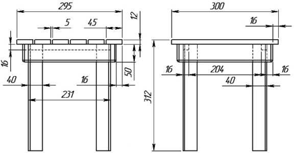 Табурет чертеж с размерами