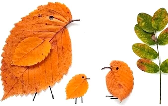 птички из листьев